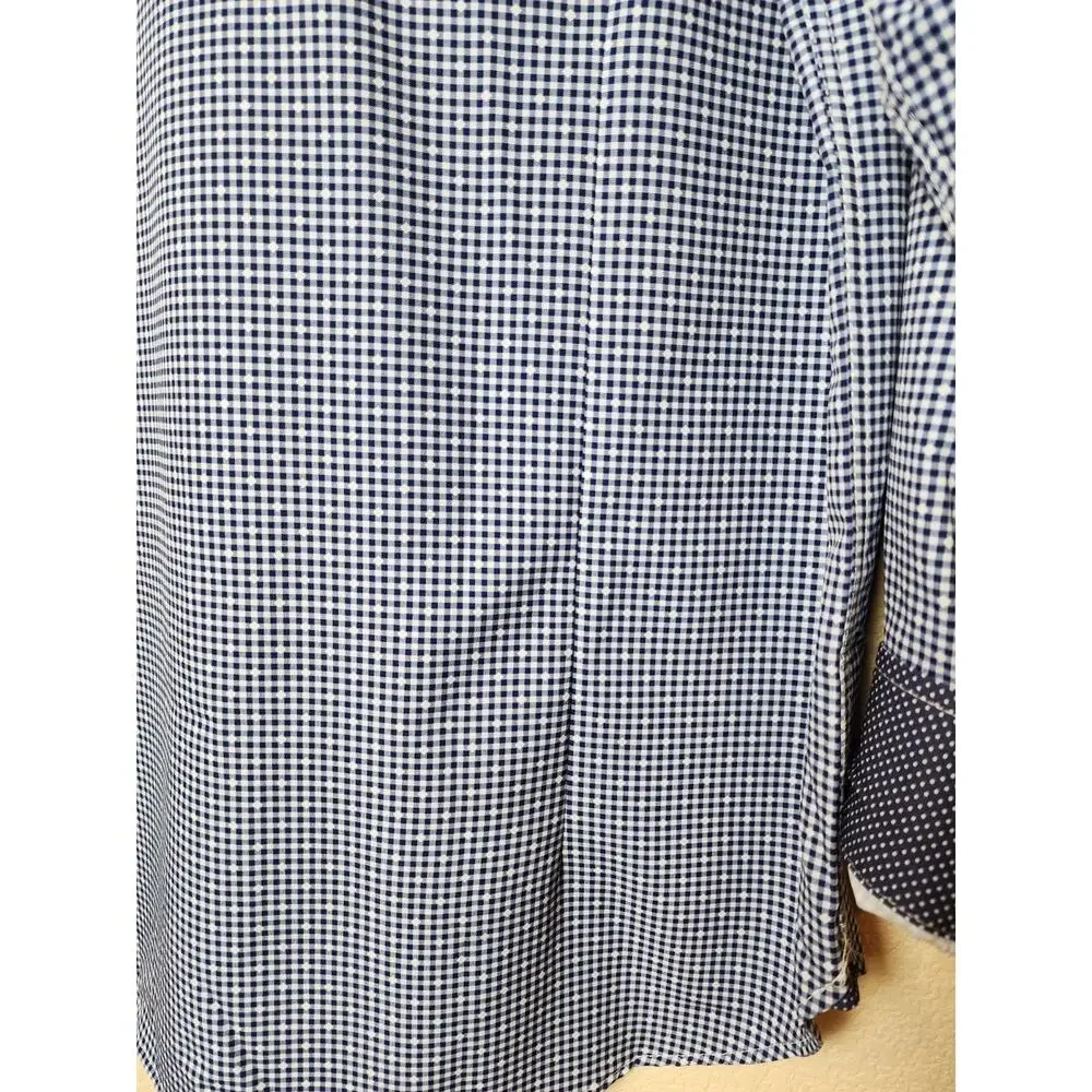 WRK Dress LS Shirt Mens 17 4-Way Stretch Blue Check Flip Cuff Fitted Button